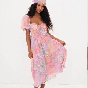 For Love And Lemons Pink and Purple Patchwork Dress